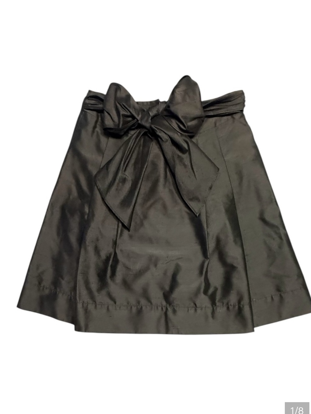Trina Turk Black A-Line 100% Silk Skirt with Front Tie-Waist zip back